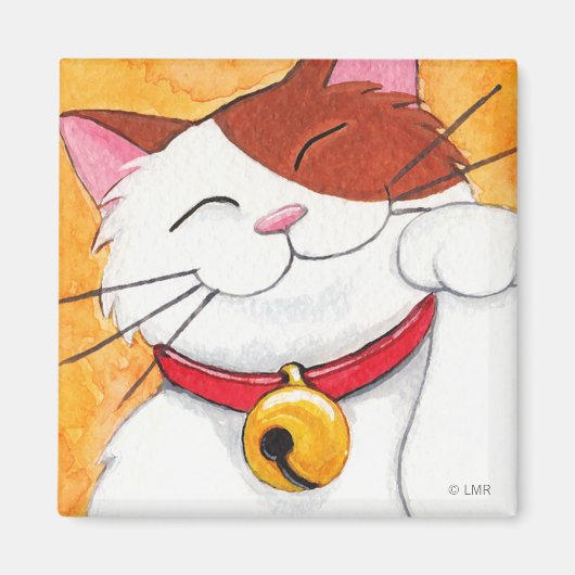 Niedlich Maneki Neko Lucky Calico Cat Magnet (Vorne)