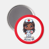 Niedlich Manga Black Nurse Brown Eyes Custom Magnet (Vorderseite/Rückseite)