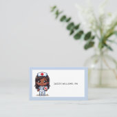 Niedlich Manga Nurse Brown Hair Eyes Blue Frame Visitenkarte (Stehend Vorderseite)