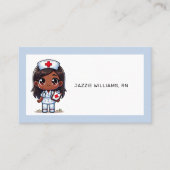 Niedlich Manga Nurse Brown Hair Eyes Blue Frame Visitenkarte (Vorderseite)