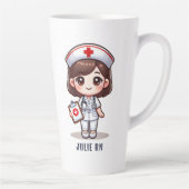 Niedlich Manga Nurse Brünett Brown Eyes Custom Milchtasse (Rechts)