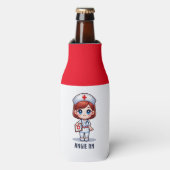 Niedlich Manga Nurse Redhead Blue Eyes Custom Flaschenkühler (Flaschenvorderseite)