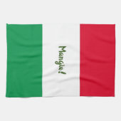 Niedlich Mangia! Rot-Weiß und grüne italienische F Geschirrtuch (Horizontal)