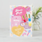 Niedlich Mani Pedi Pamper Wellness-Center Birthday Einladung (Stehend Vorderseite)