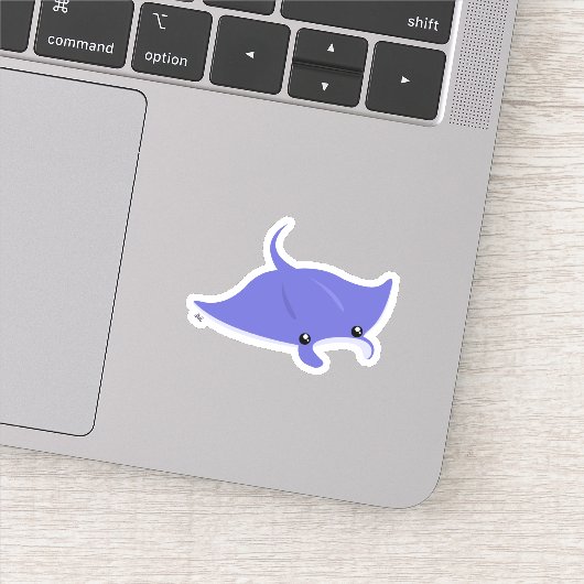 Niedlich Manta Ray Custom-Cut Vinyl Sticker (Detail)