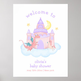 Niedlich Märchendrache Unicorn Kinderdusche Herzli Poster