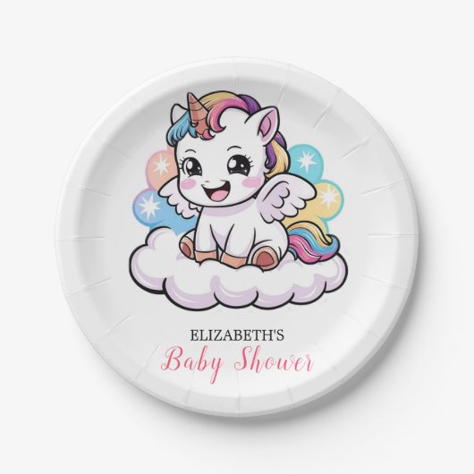 Niedlich Märchendusche Unicorn Pappteller (Vorderseite)