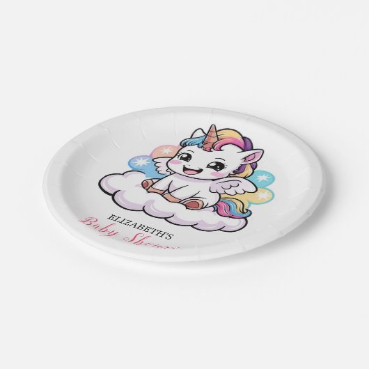 Niedlich Märchendusche Unicorn Pappteller (Schrägansicht)