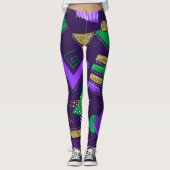 Niedlich Mardi Gra-Muster Leggings (Vorderseite)