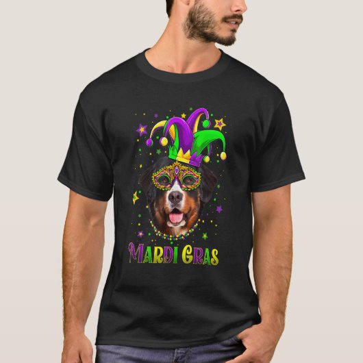 Niedlich Mardi Gras Karneval Bernese Berg Dog Mard T-Shirt (Vorderseite)