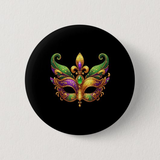 Niedlich Mardi Gras Mask Fun 2025 Mardi Gras Party Button (Vorderseite)