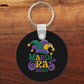 Niedlich Mardi Gras Mask Fun 2025 Schlüsselanhänger (Vorderseite)