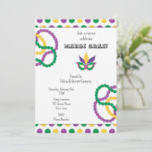 Niedlich Mardi Gras Party Einladung (Stehend Vorderseite)