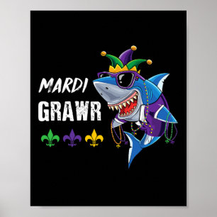 Niedlich Mardi Gras Shark New Orleans Poster