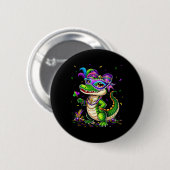 Niedlich Mardigator Mardi Gras Alligator Kostümmäd Button (Vorne & Hinten)