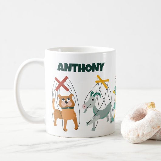 Niedlich Marionette Puppets Puppeteers Personalisi Kaffeetasse (Mit Donut)