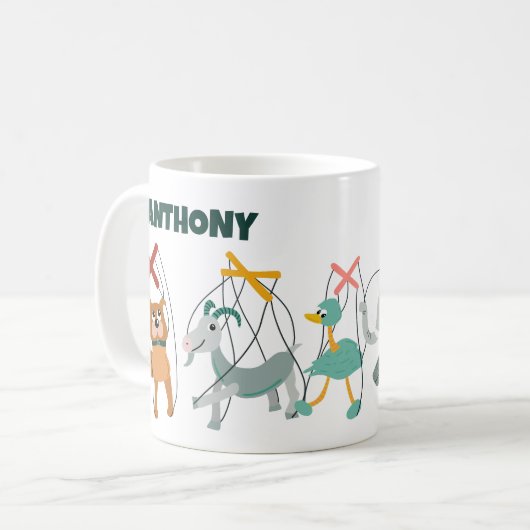 Niedlich Marionette Puppets Puppeteers Personalisi Kaffeetasse (Vorderseite Links)