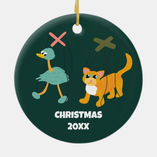 Niedlich Marionette Puppets Puppeteers Personalisi Keramik Ornament (Hinten)