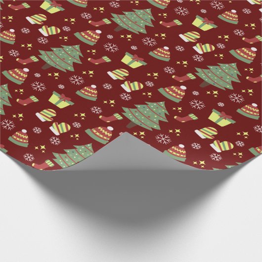 Niedlich Maroon Christmas Geschenkpapier (Ecke)