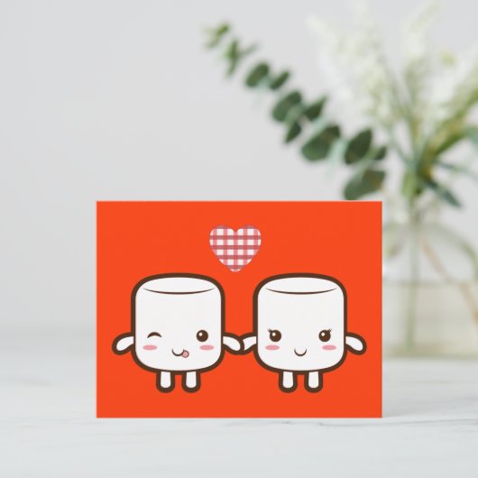 Niedlich Marshmallow Postkarte (Stehend Vorderseite)