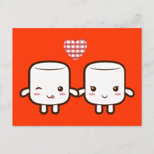 Niedlich Marshmallow Postkarte