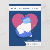 Niedlich Masked Cat Funny Classroom Kinder Valenti Postkarte (Vorderseite)