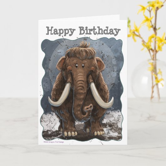 Niedlich Mastodon Karte (Gelbe Blume)