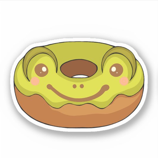 Niedlich Matcha Frog Donut Aufkleber (Vorderseite)