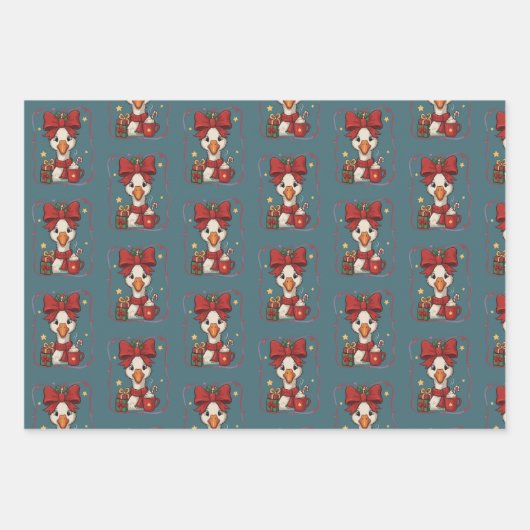 Niedlich Matching Christmas Goose Funny Family Duc Geschenkpapier Set (Vorderseite)