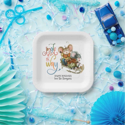 Niedlich Mäuse Sleighing Jingle Der ganze Glitzer Pappteller (Party)