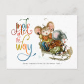Niedlich Mäuse Sleighing Jingle Der ganze Glitzer Postkarte (Vorderseite)