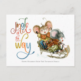 Niedlich Mäuse Sleighing Jingle Der ganze Glitzer Postkarte