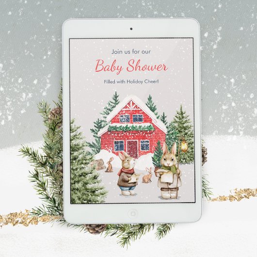 Niedlich Mäuse Snowy Winter Wunderland Babydusche Einladung