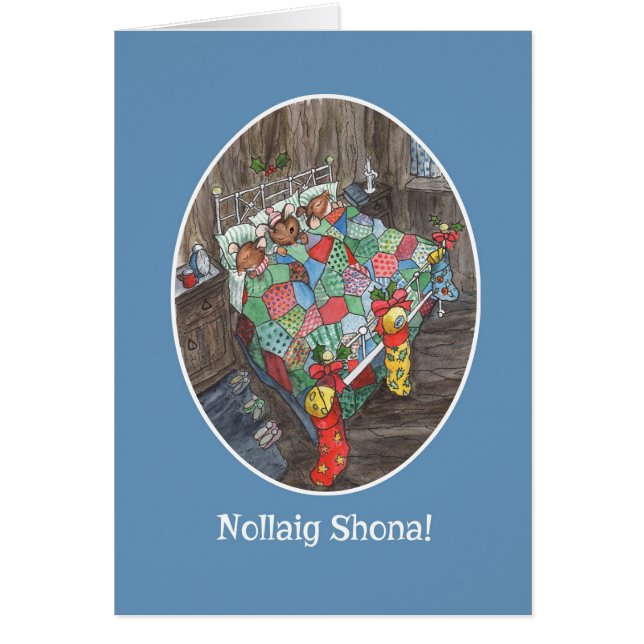 Niedlich Mäuse Weihnachts-Strümpfe Irish Gaelic (Vorne)
