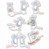 Niedlich Mäuse Winter Aufkleber (Vorderseite)