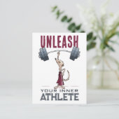 Niedlich Meerkat Entleash Your Inner Athlete Carto Postkarte (Stehend Vorderseite)