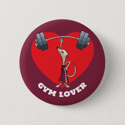 Niedlich Meerkat Gym Lover Gewitter Cartoon Button (Vorderseite)