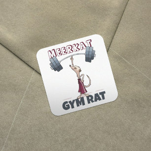 Niedlich Meerkat Gym Rat Funny Weightlifter Cartoo Quadratischer Aufkleber