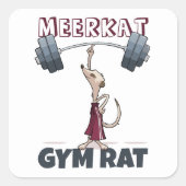 Niedlich Meerkat Gym Rat Funny Weightlifter Cartoo Quadratischer Aufkleber (Vorderseite)