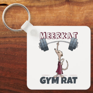 Niedlich Meerkat Gym Rat Funny Weightlifter Cartoo Schlüsselanhänger