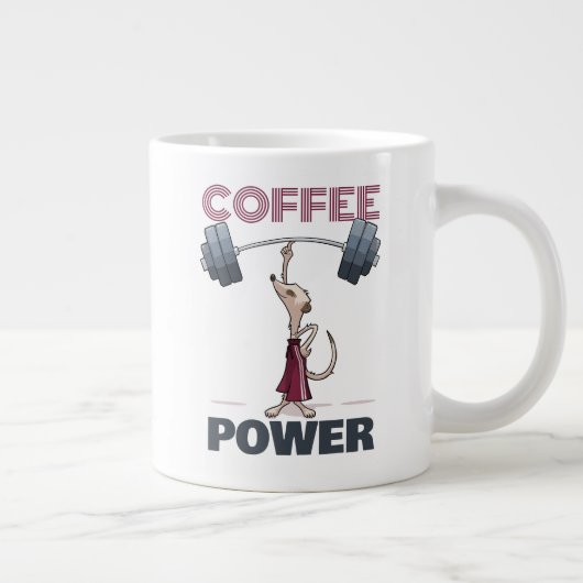 Niedlich Meerkat Kaffee Power Weightlift Cartoon Jumbo-Tasse (Rechts)