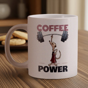 Niedlich Meerkat Kaffee Power Weightlift Cartoon Jumbo-Tasse