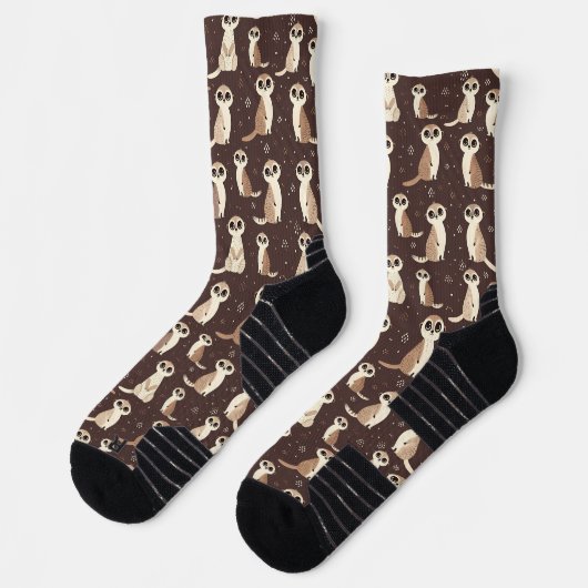 Niedlich Meerkat Muster Socken (Links)