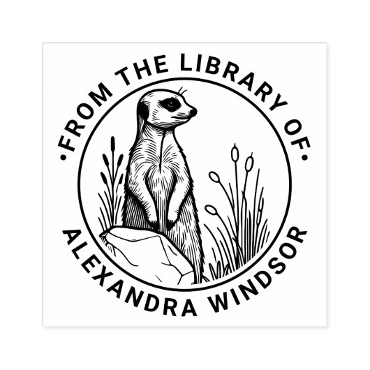 Niedlich Meerkat Stehend #1 Bibliotheksname Gummistempel (Prägung)