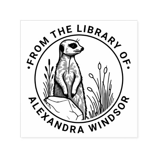 Niedlich Meerkat Stehend #1 Bibliotheksname Permastempel (Design)