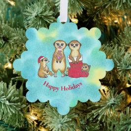Niedlich Meerkats Cartoon Weihnachtszeitung Orname Ornament Karte