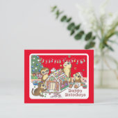 Niedlich Meerkats Red Flat Ferienkarte Feiertagskarte (Stehend Vorderseite)