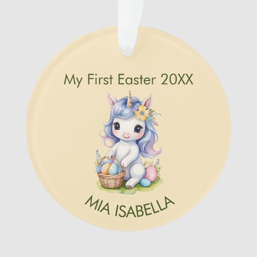 Niedlich mein erstes Osterunikorbaby Ornament (Vorderseite)