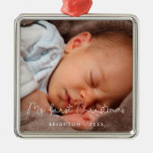 Niedlich Mein erstes Weihnachtsbaby-Foto Ornament Aus Metall (Vorne)