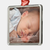 Niedlich Mein erstes Weihnachtsbaby-Foto Ornament Aus Metall (Links)